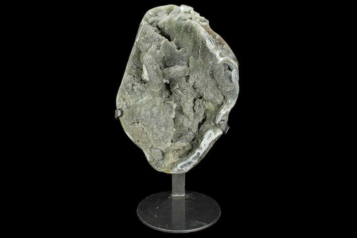Prasiolite (Green Quartz) Geode With Metal Stand - Uruguay #107716